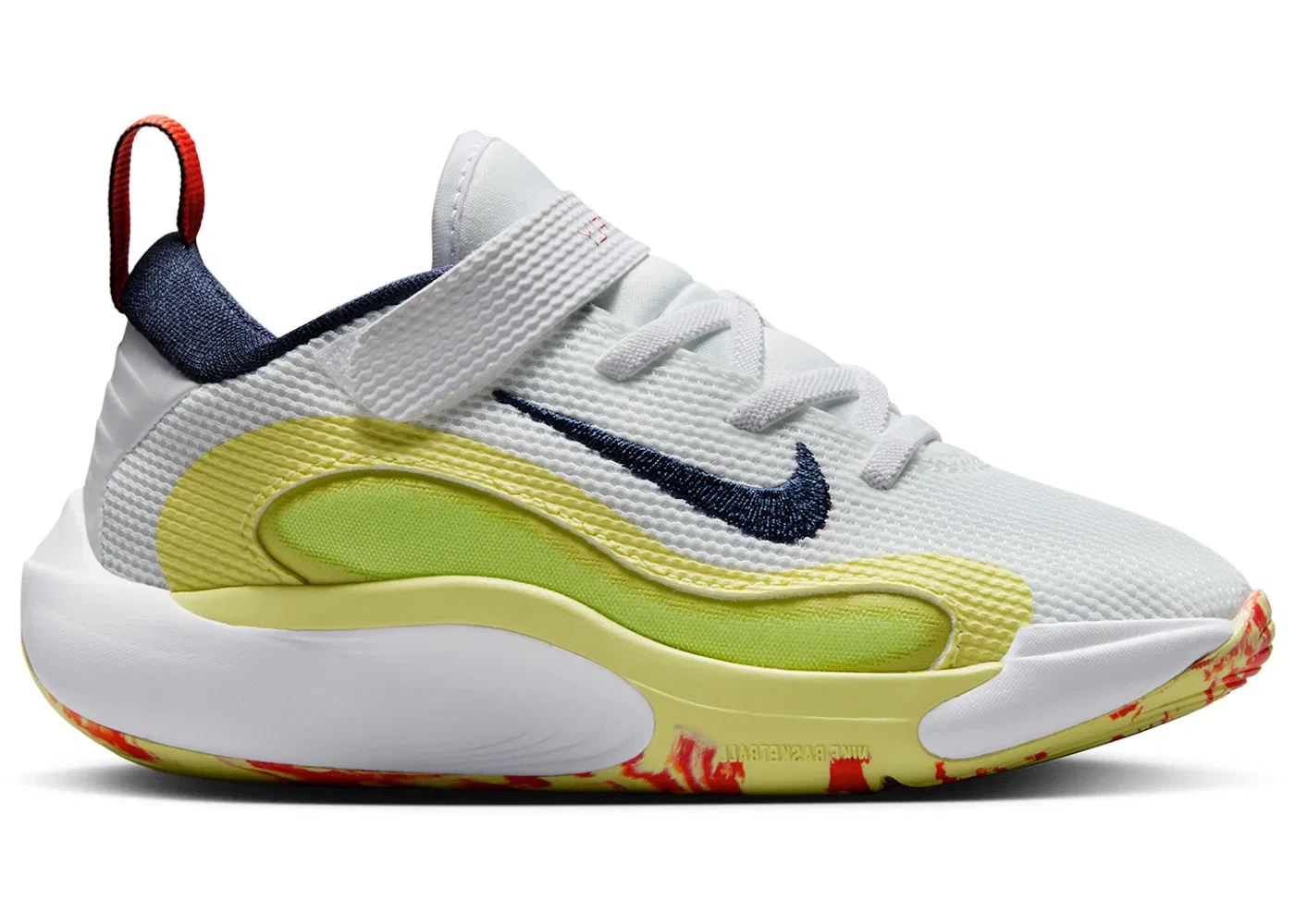 Детские кроссовки для мальчиков с длинным шнурком Nike IsoFly Nike, White/Limelight/Light Lemon Twist/Midnight Navy