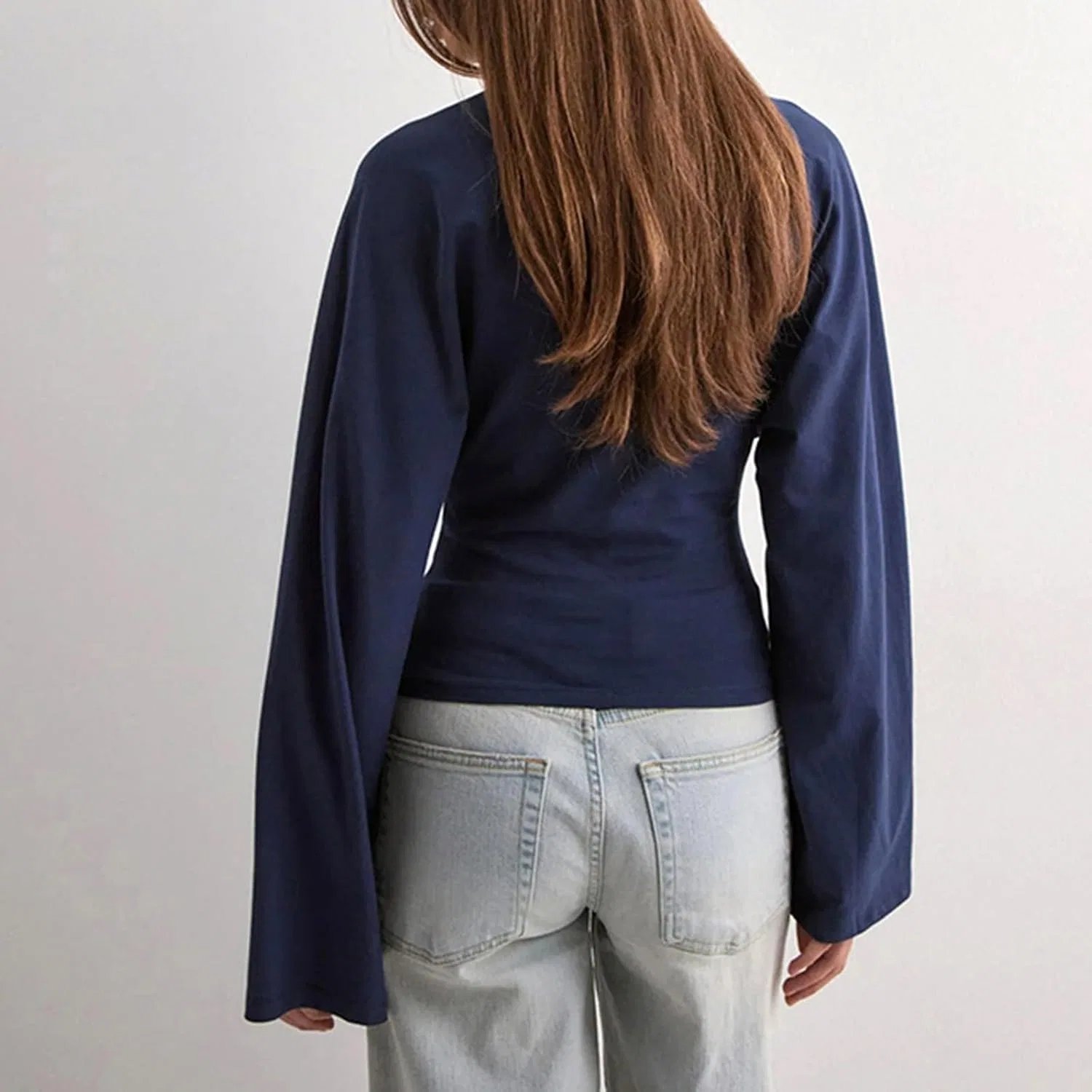 Женская футболка с утяжкой на талии Henley Shirt, Dark Blue — фото 4