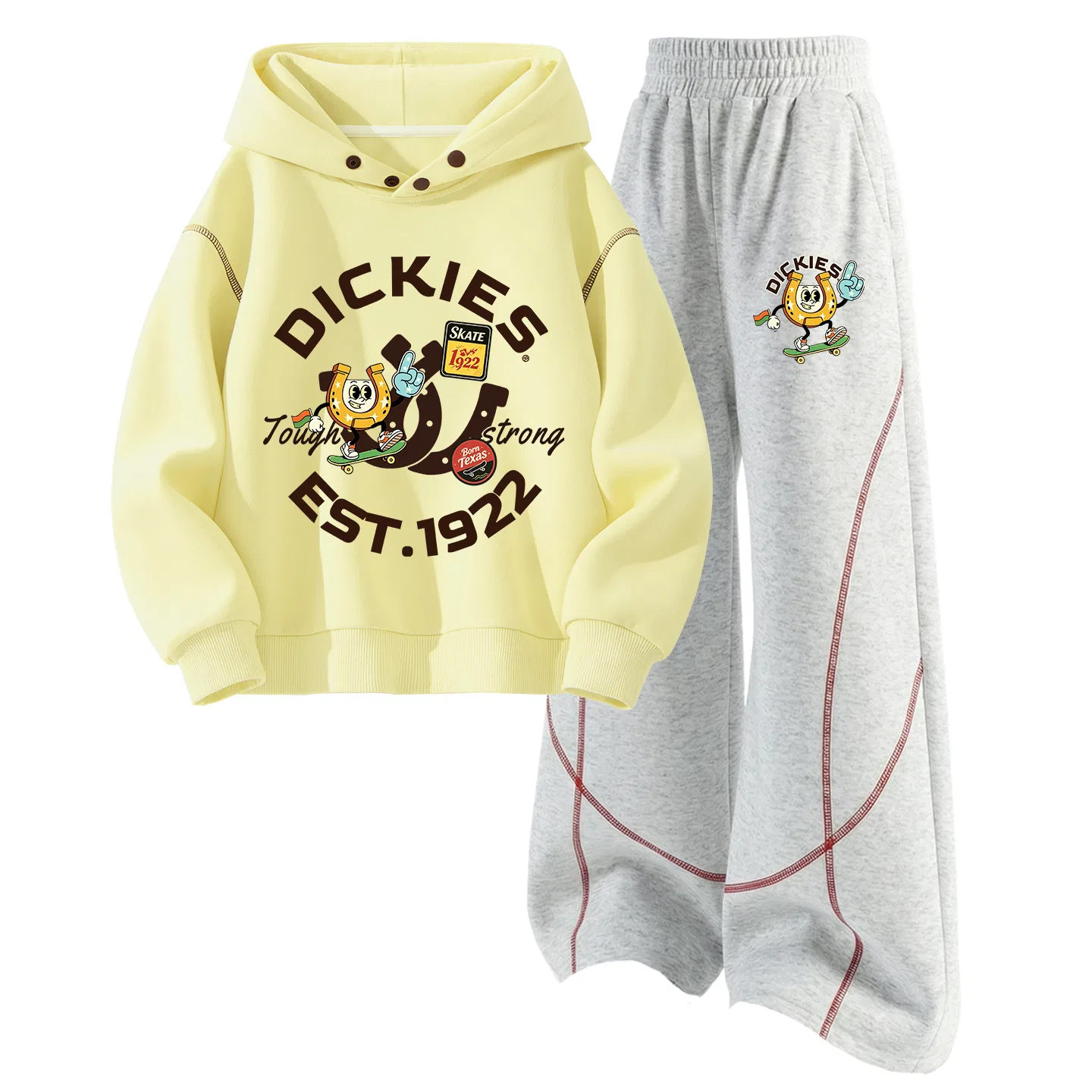 Детский комплект из худи и брюк Dickies, Smoothboard Ring Pear Yellow/Smoothboard Ring K White Heather Gray