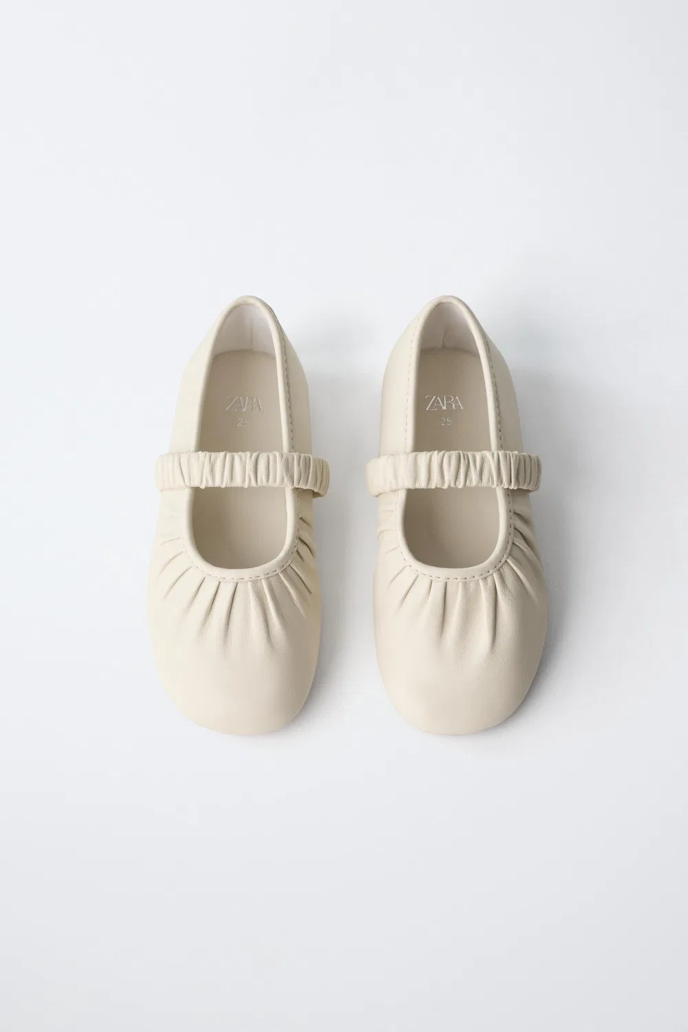 КОЖАНЫЕ БАЛЕТКИ ZARA, White — фото 4