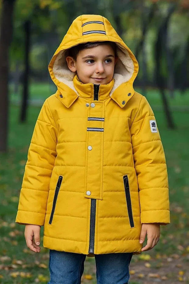 Детское пальто для девочек с капюшоном Gül Garden, Yellow