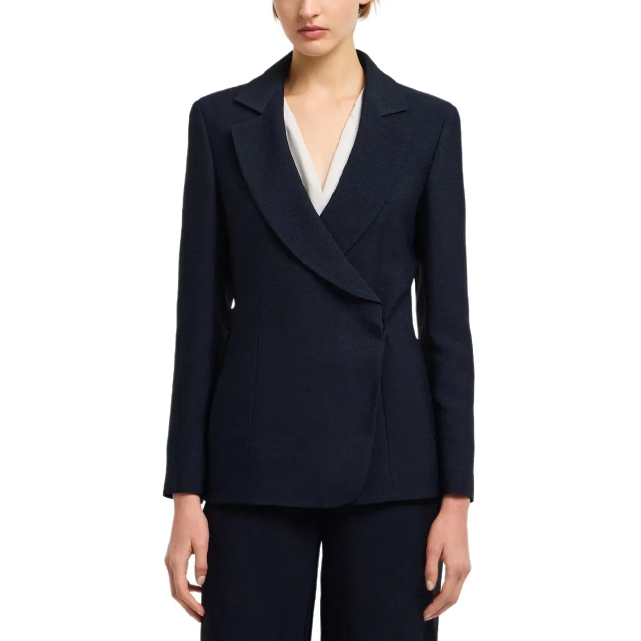 Женское пальто делового стиля с длинным рукавом Business Suit Coat, EMPORIO ARMANI, Dark Blue — фото 2