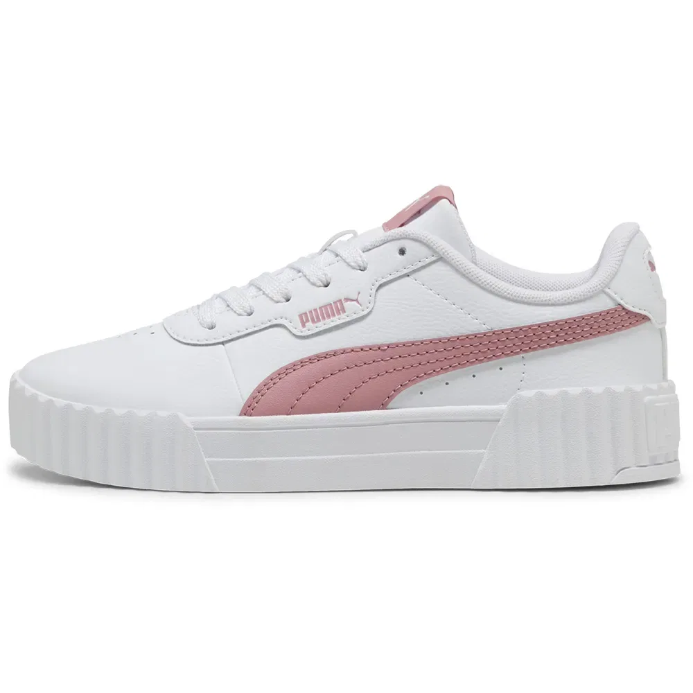 Детские кроссовки для девочек с кожаным верхом Carina 3.0 Puma, White — фото 3