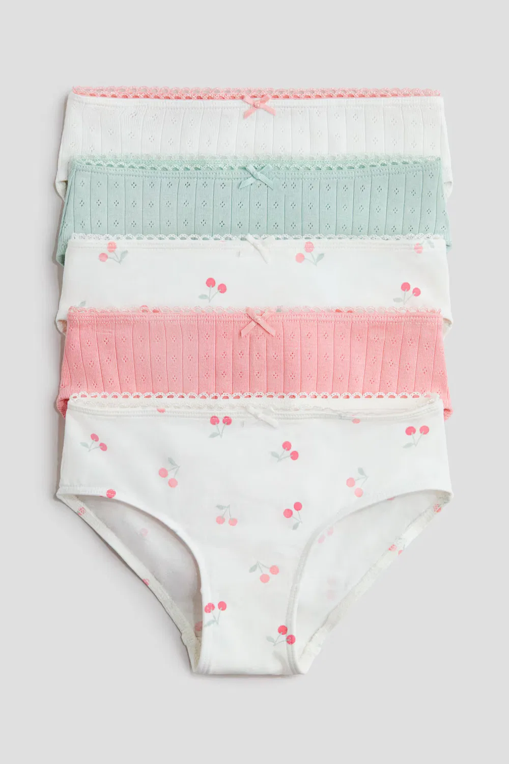 5 хлопковых трусов в упаковке H&M, Cremefarben/Kirschen