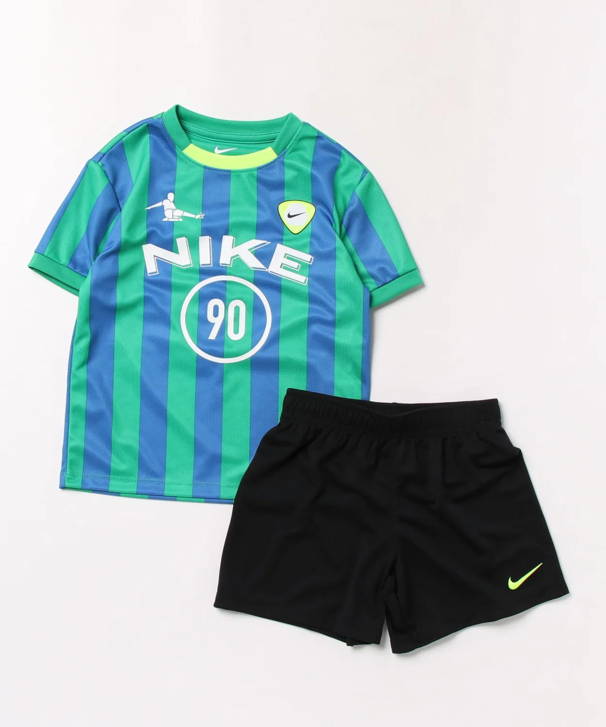 Детский комплект из футболки и шорт Nike с принтом, модель NKB B NSW GOAL MODE SHORT SET JUGLANS, Green