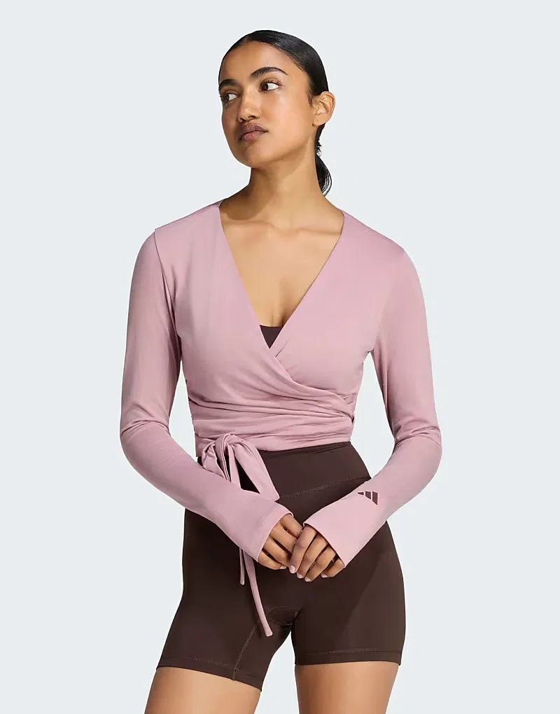 Топ Soft Ballet Wrap Three Stripes Studio Adidas Performance, Mauve