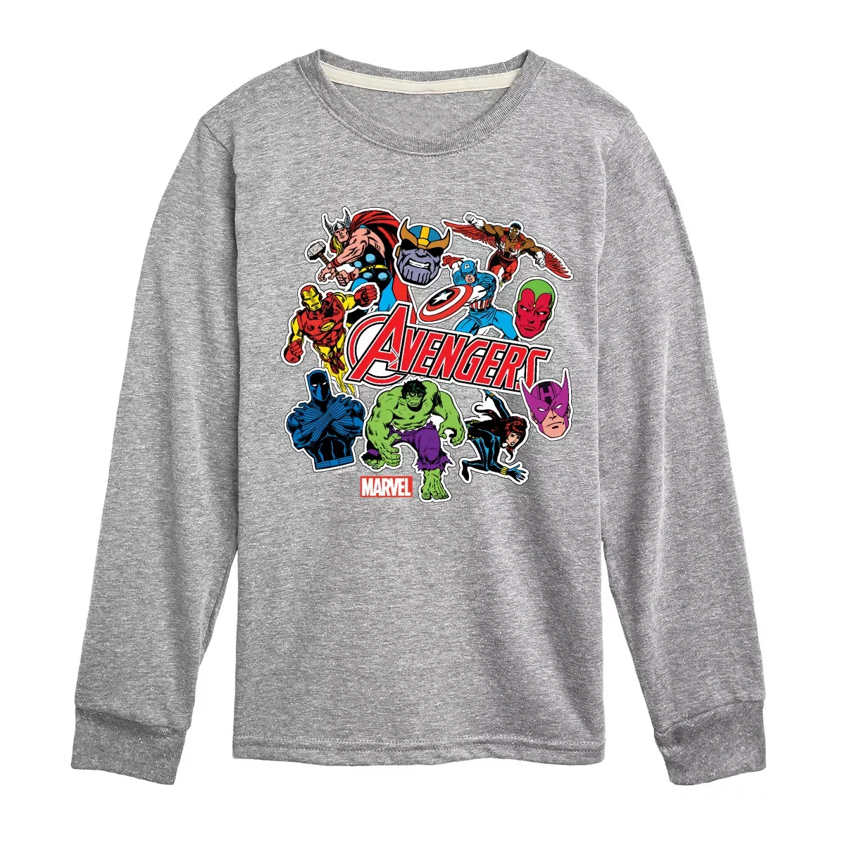 Детское футболка с длинным рукавом Marvel Avengers Stickers Style, Athletic Heather