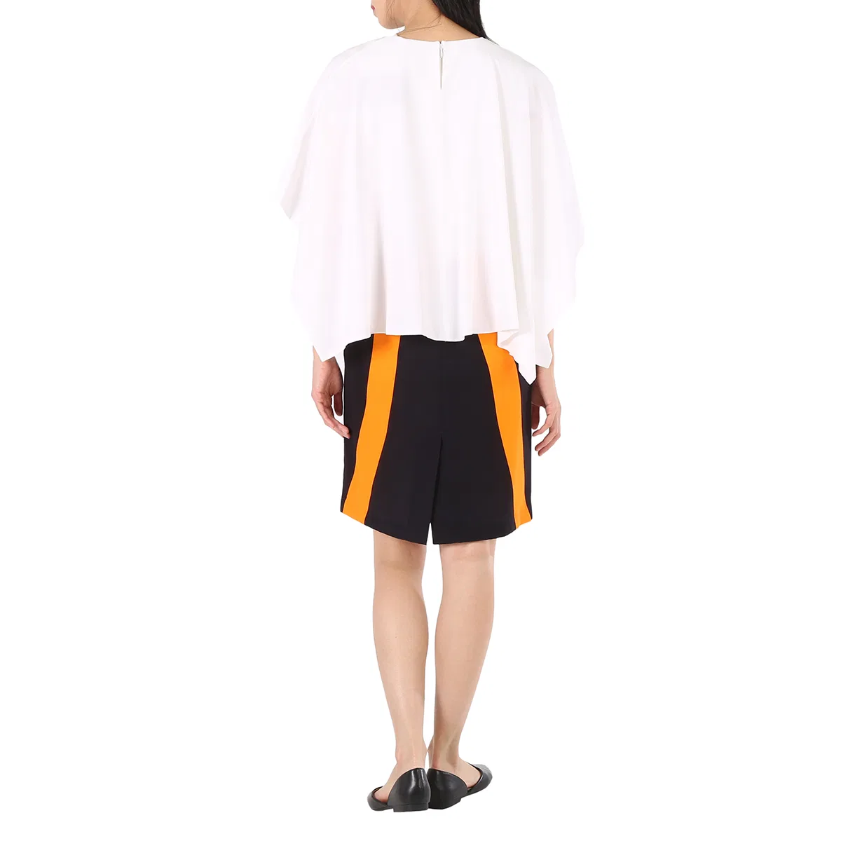 Платье с накидкой и геометрическим принтом Ladies Cape Overlay Geometric Print Silk Dress Burberry, Optic White — фото 4