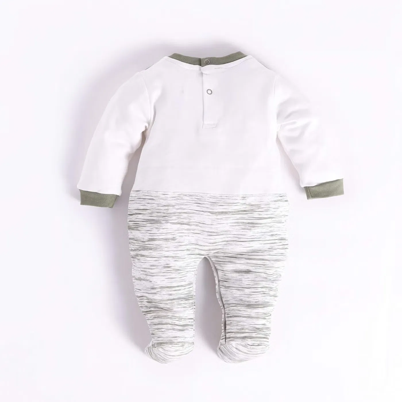 Боди-комбинезон с длинным рукавом с принтом Baby Go, оливковый — фото 3