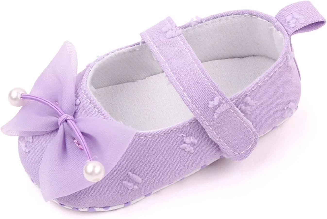 Детские кеды для девочек с бантом и жемчугом, Purple