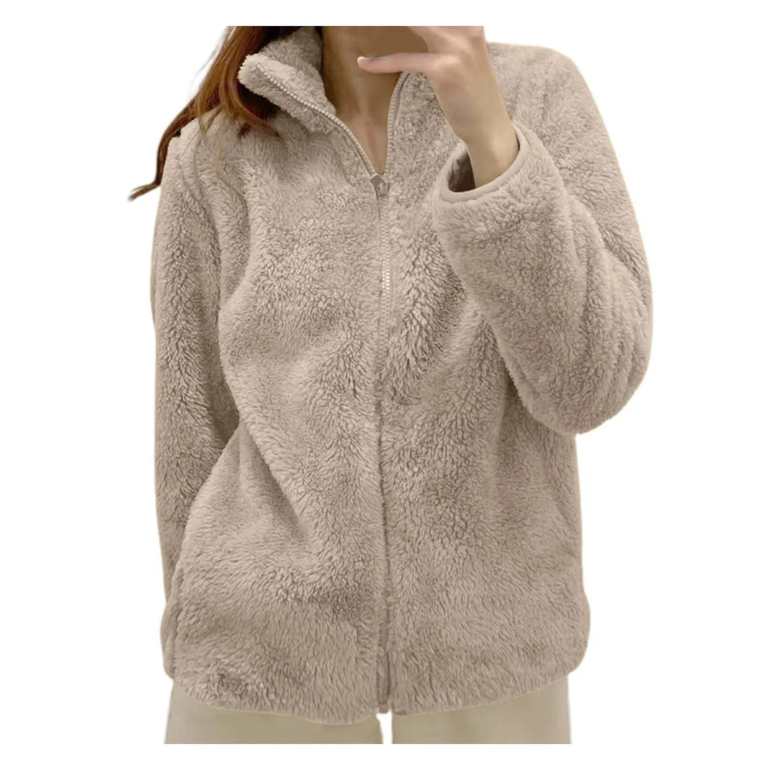 Женская куртка с флисом и капюшоном, с принтом, Winter Fleece Hooded Jackets, L10-cachi