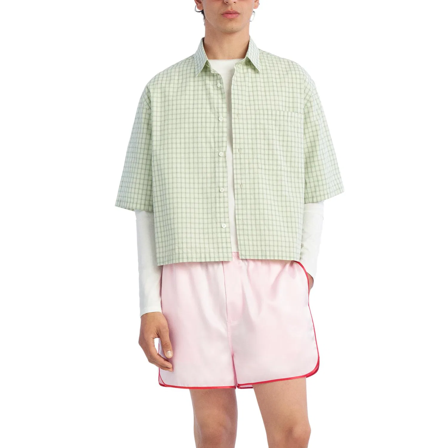 Мужская рубашка с лацканами White/Green ZARA, White/Green — фото 4
