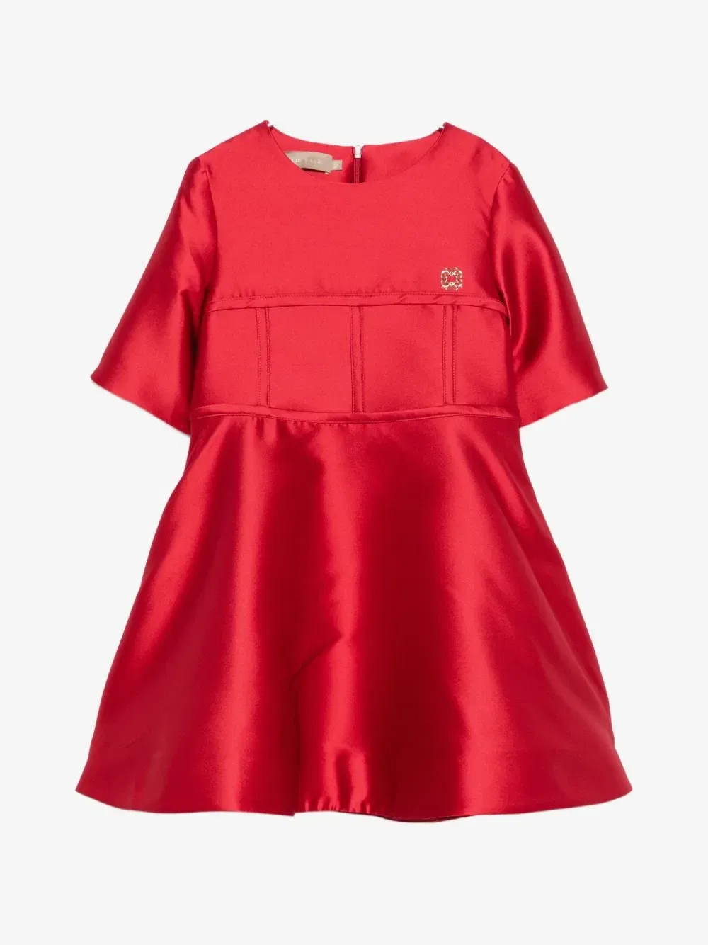 Платье из панелей с атласной отделкой Elie Saab Junior, красный