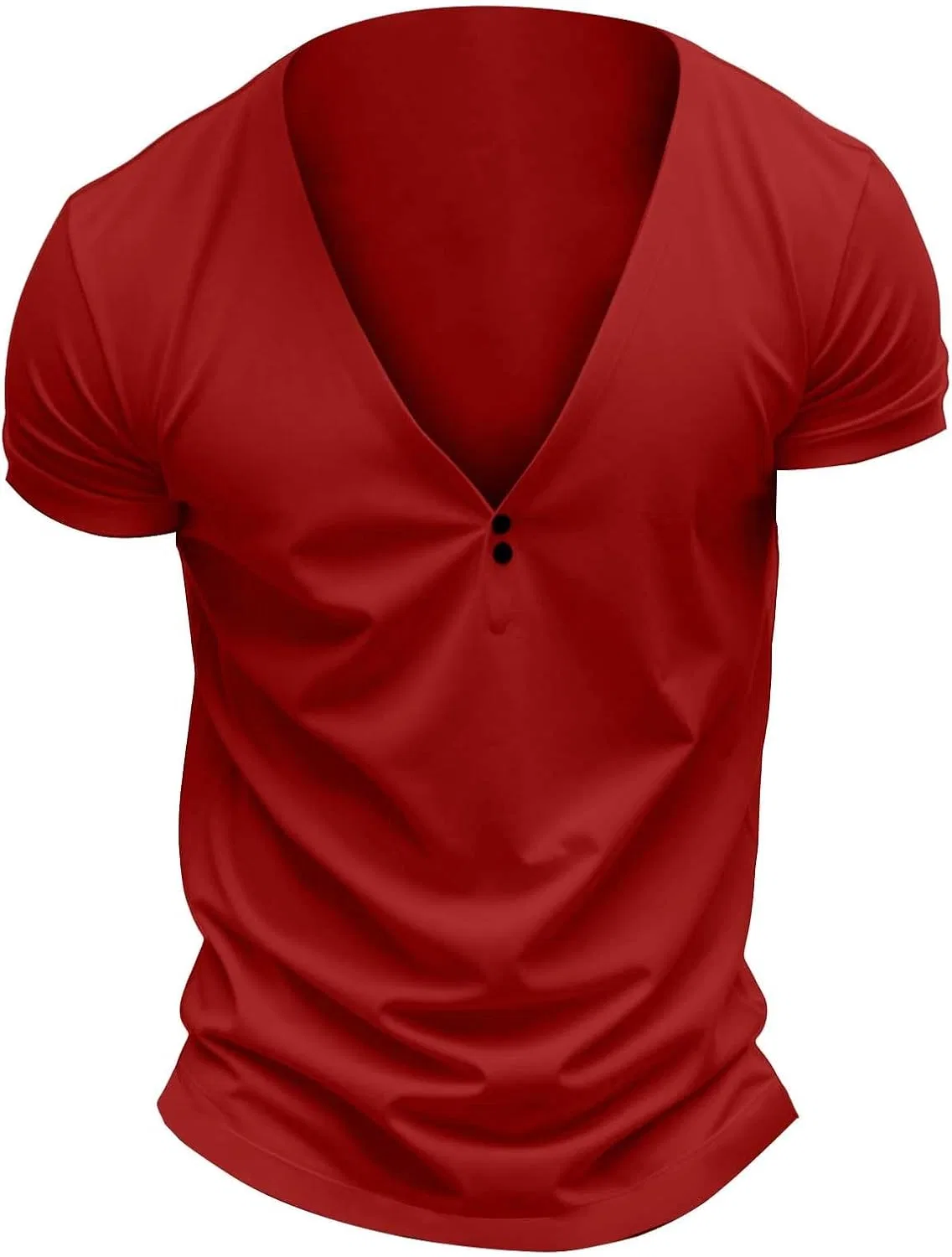 Мужская футболка с V-образным вырезом Henley, Red — фото 3