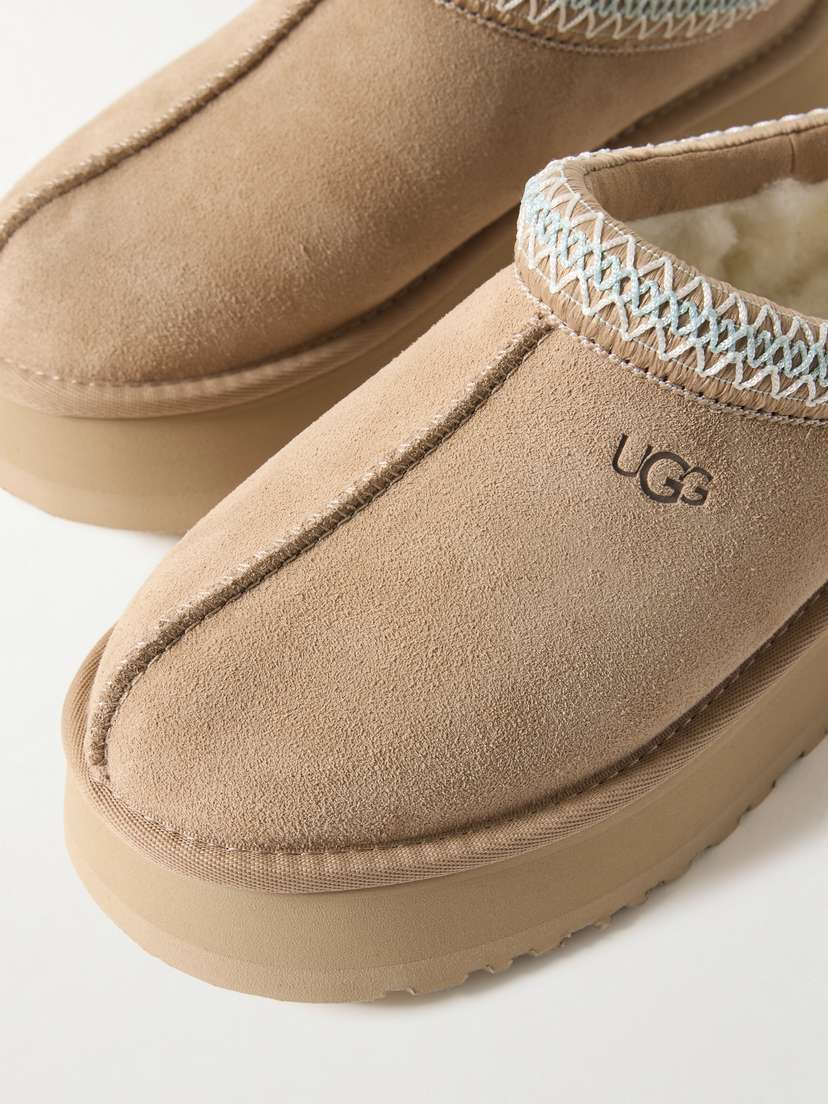Тапочки Tazz на платформе из шерстяной смеси с флисовой подкладкой и вышивкой Ugg, желтый — фото 4