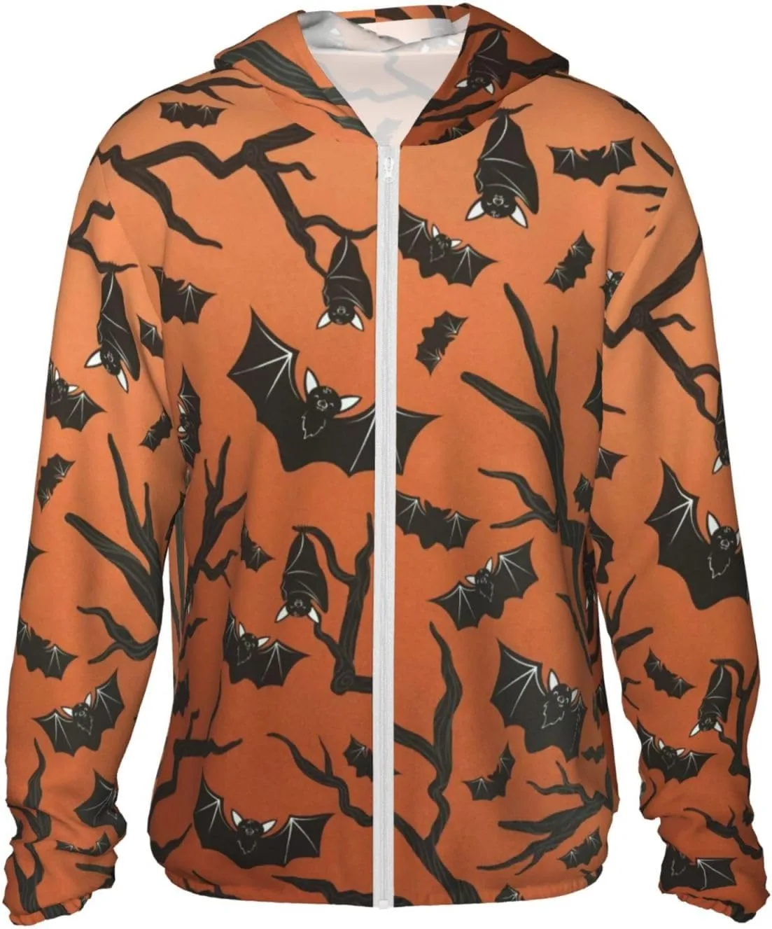 Толстовка с капюшоном Halloween Orange для защиты от солнца, легкая, спортивная, с длинным рукавом и молнией