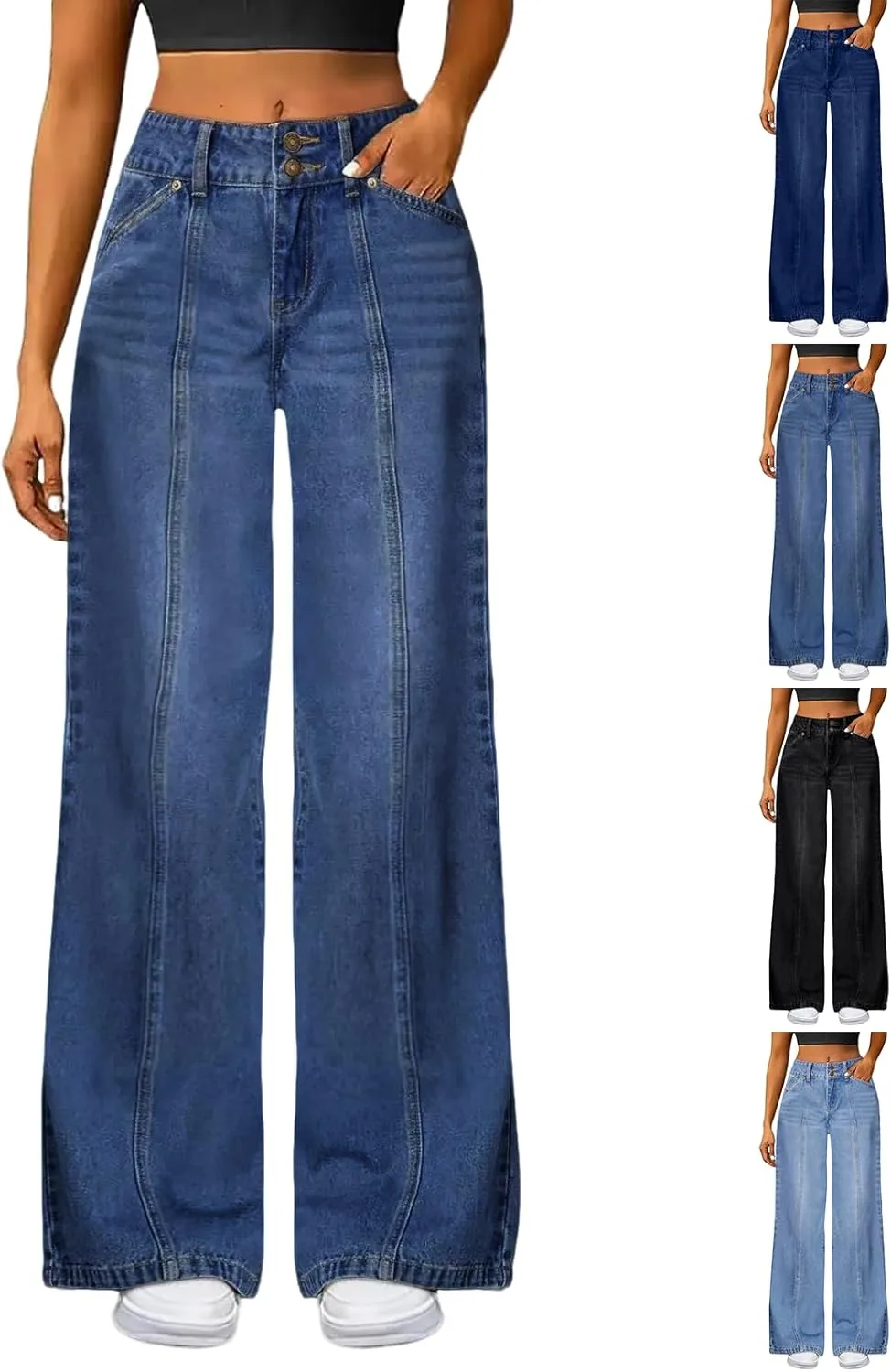 

Багги джинсы с широкими штанинами Casual Stretch High Waisted