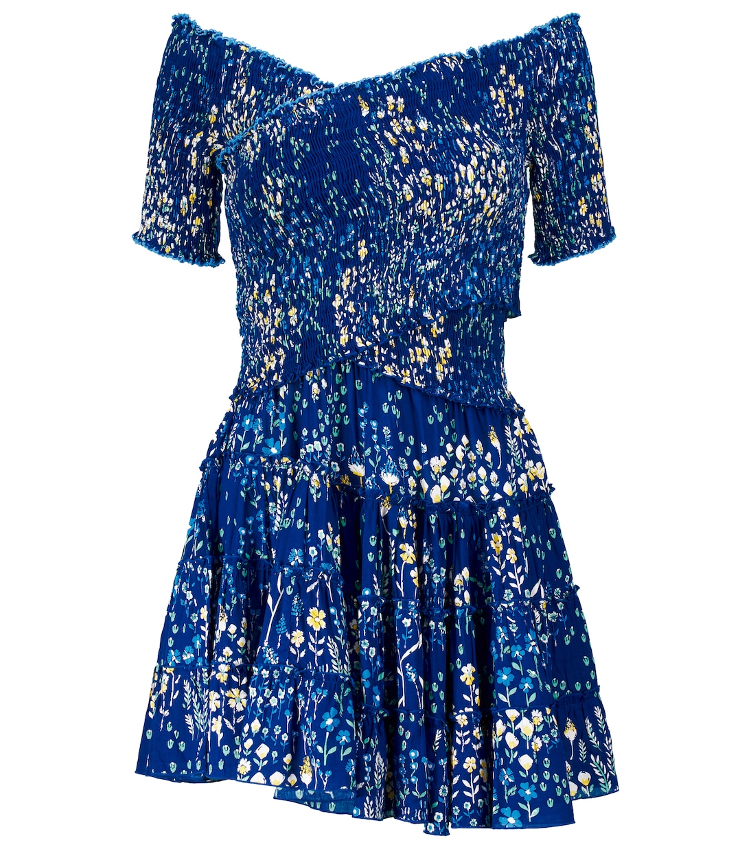 

Мини-платье Soledad с принтом и сборками Poupette St Barth, Blue Bouquet