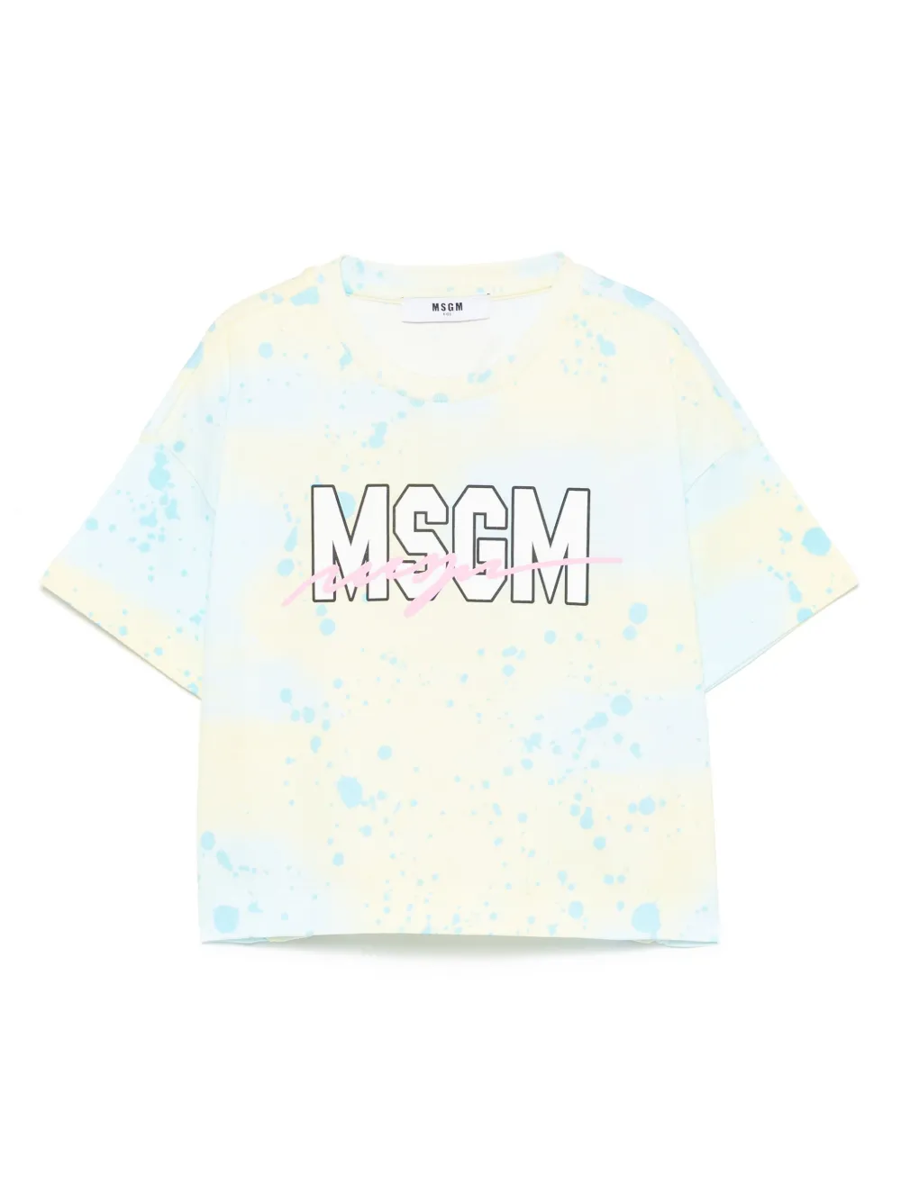 

Футболка с эффектом разбрызганной краски MSGM Kids, синий