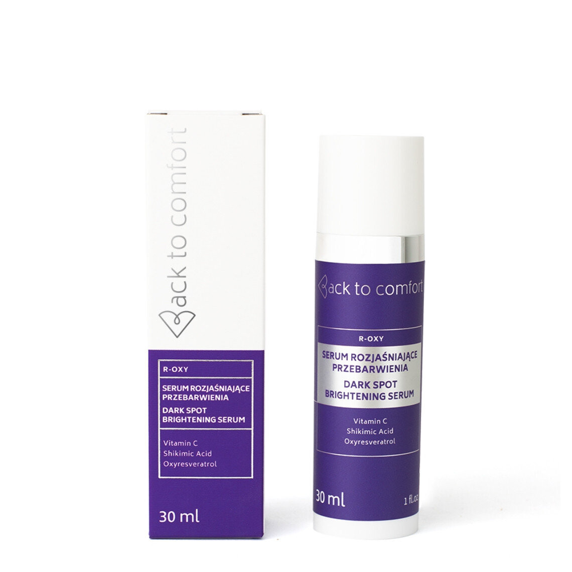 

Назад к комфорту, R-OXY Сыворотка, осветляющая пигментные пятна, с шикимовой кислотой и витамином С, 30 мл Back To Comfort