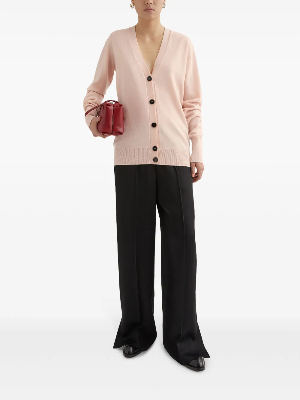 Кашемировый кардиган с V-образным вырезом JIL SANDER, розовый — фото 2