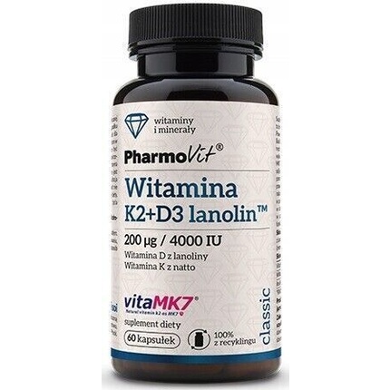 

Фармовит Витамин К2+D3 Ланолин 200 г 4000 МЕ 60 капсул Pharmovit, Polska