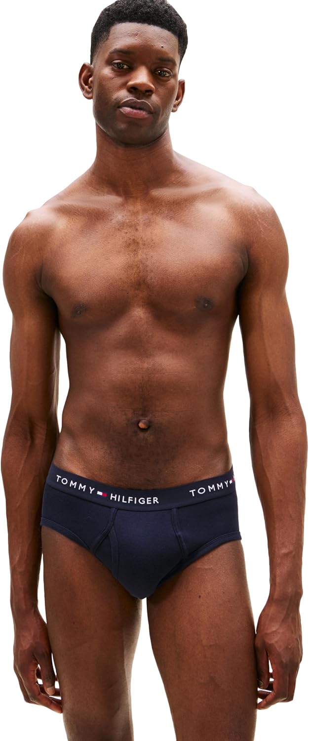 Мужские классические трусы-брифы Tommy Hilfiger из хлопка, 4 шт., Navy Bodies W/ Medival Blue Wb, Blue Ocean Wb, Persian Blue Wb, Navy Wb — фото 4