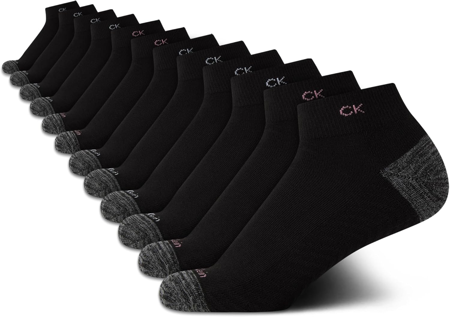 

Женские носки Calvin Klein Quarter Socks - 12 пар носков до щиколотки с мягкой подошвой для женщин, для занятий спортом и бега (размеры: 4-10), Black Multi