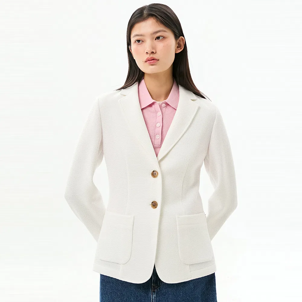 Женский приталенный однобортный блейзер белого цвета от Tommy Hilfiger Women — фото 4