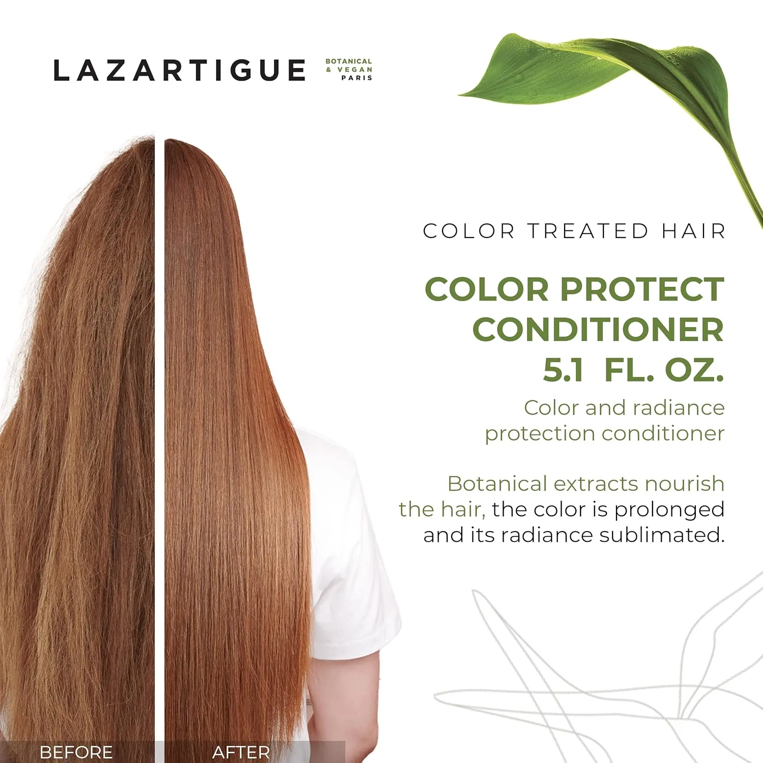 Кондиционер для защиты цвета Lazartigue Color Protect, на растительной основе, веганский, без сульфатов и силиконов, для защиты цвета и сияния кожи, с маслом камелии, 150 мл. white — фото 2