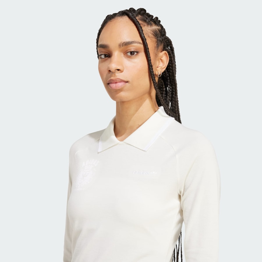Рубашка ADIDAS ORIGINALS Long-Sleeve Crest, White/Off White — фото 4