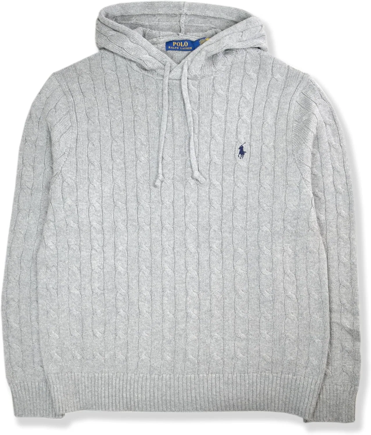 Мужская толстовка-пуловер с косами от POLO RALPH LAUREN, Heather Grey/Navy Blue