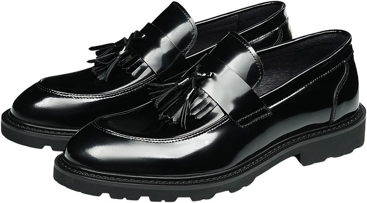 

Мужские слипоны Santimon с кисточками, ручной работы, из глянцевой кожи с бахромой, классическая официальная обувь для бизнеса, свадьбы и вечеринок, черный