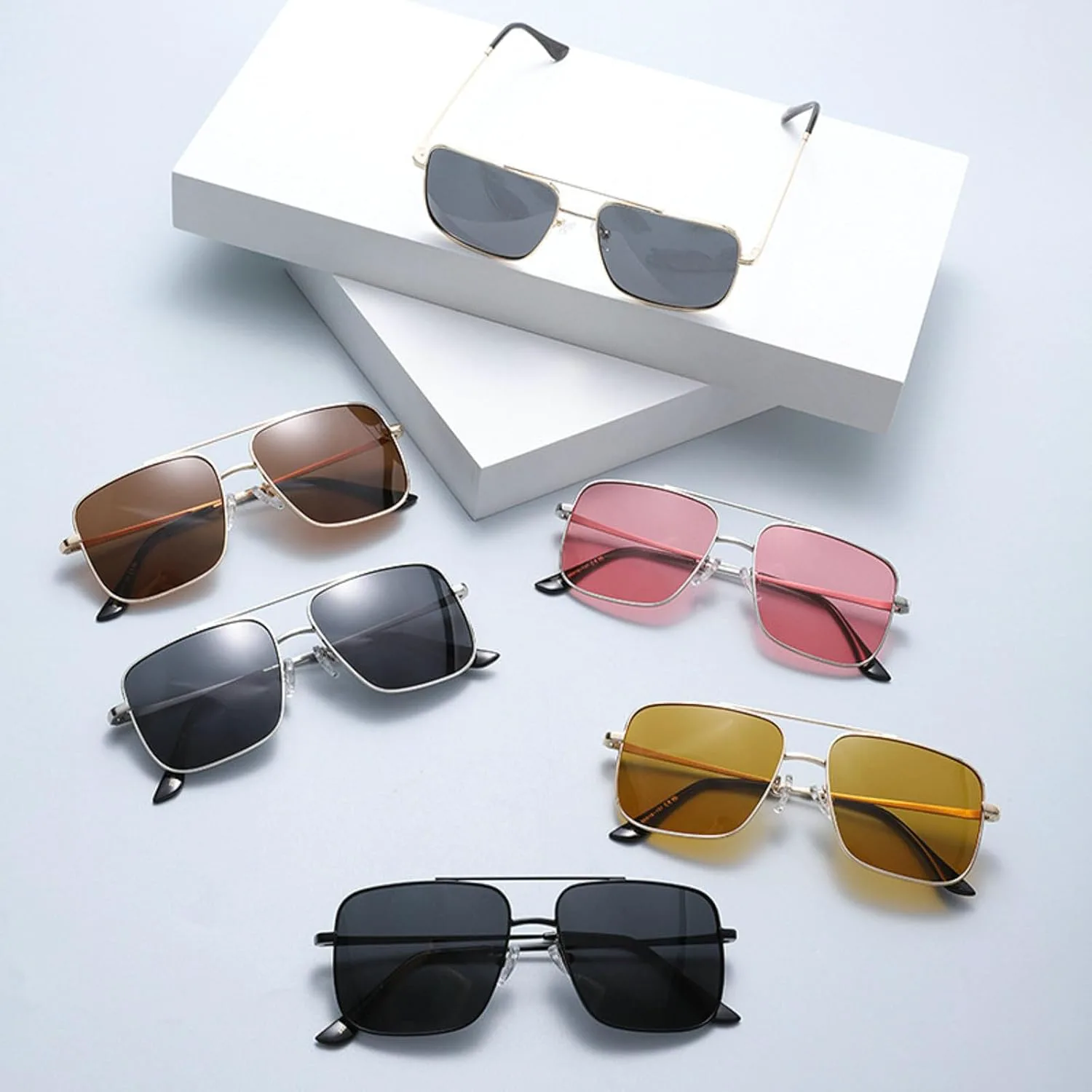 

Ретро-солнцезащитные очки-пилот для женщин, классические модные очки для вождения, мужские солнцезащитные очки в металлической оправе квадратной формы mincl, C4