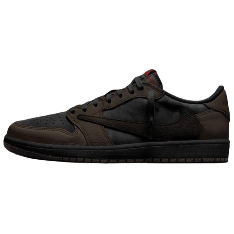 Кроссовки Travis Scott Air Jordan 1 Vintage Basketball Shoes Men Low-top Black/Brown, черный/коричневый