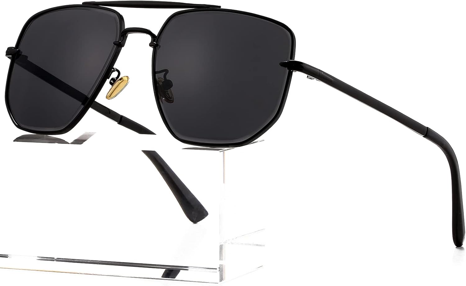 

Солнцезащитные очки-авиаторы увеличенного квадратного размера AIEYEZO для мужчин и женщин, модные винтажные солнцезащитные очки, классические очки-пилот с градиентным переходом цвета, Black/Grey