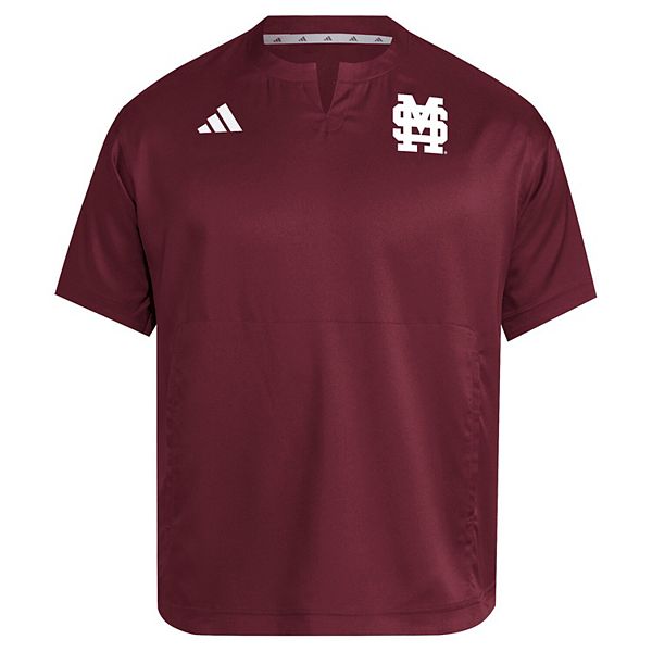 Мужской бордовый пуловер Mississippi State Bulldogs adizero с V-образным вырезом Adidas — фото 3
