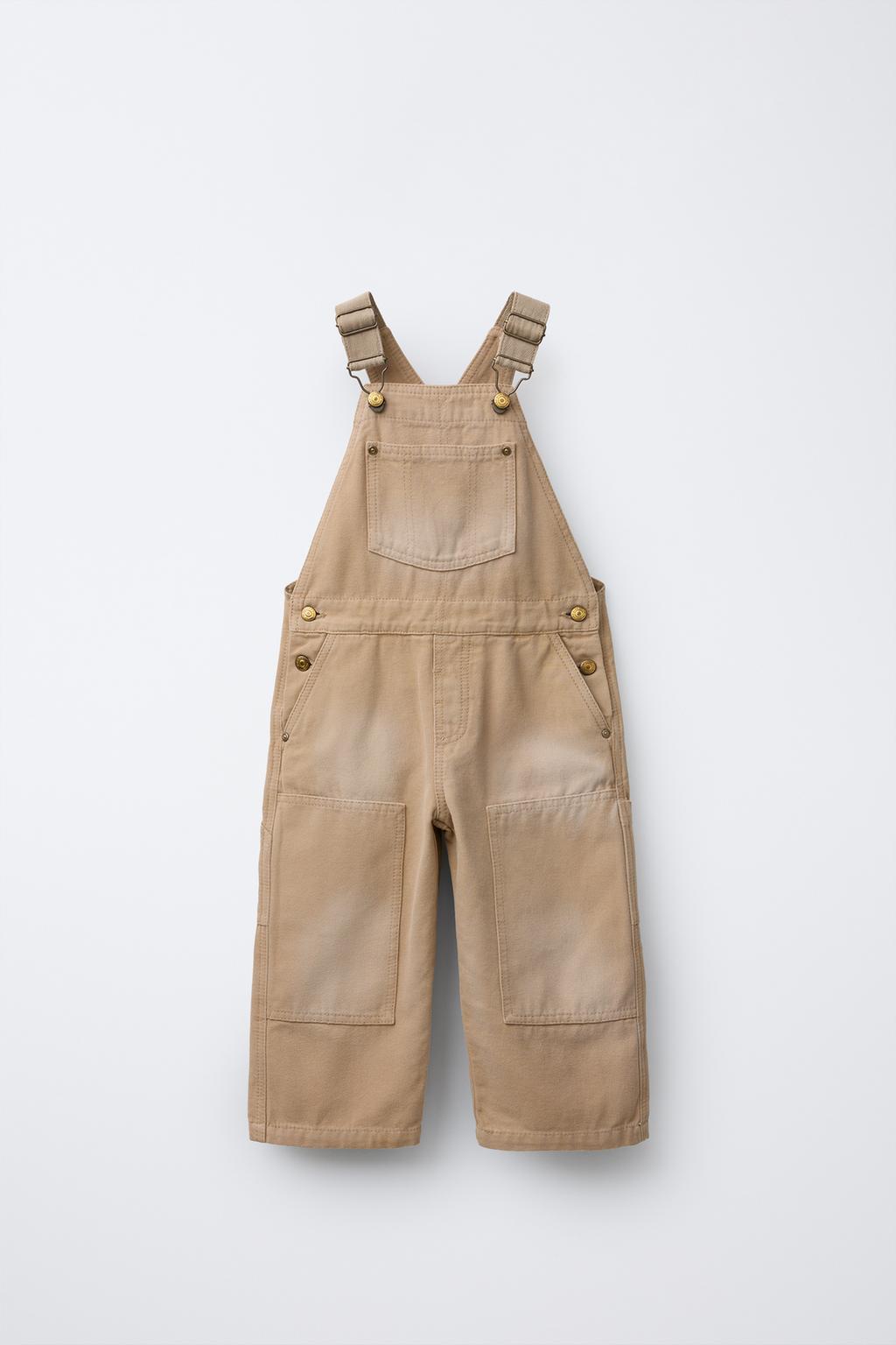 

Длинный саржевый комбинезон ZARA, кэмел