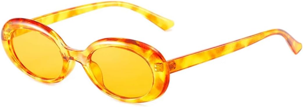 

Винтажные овальные солнцезащитные очки для женщин, модные, маленькие круглые, в стиле панк, с леопардовым принтом, защита от УФ-излучения UV400 TOIPASTN, C5yellow-yellow