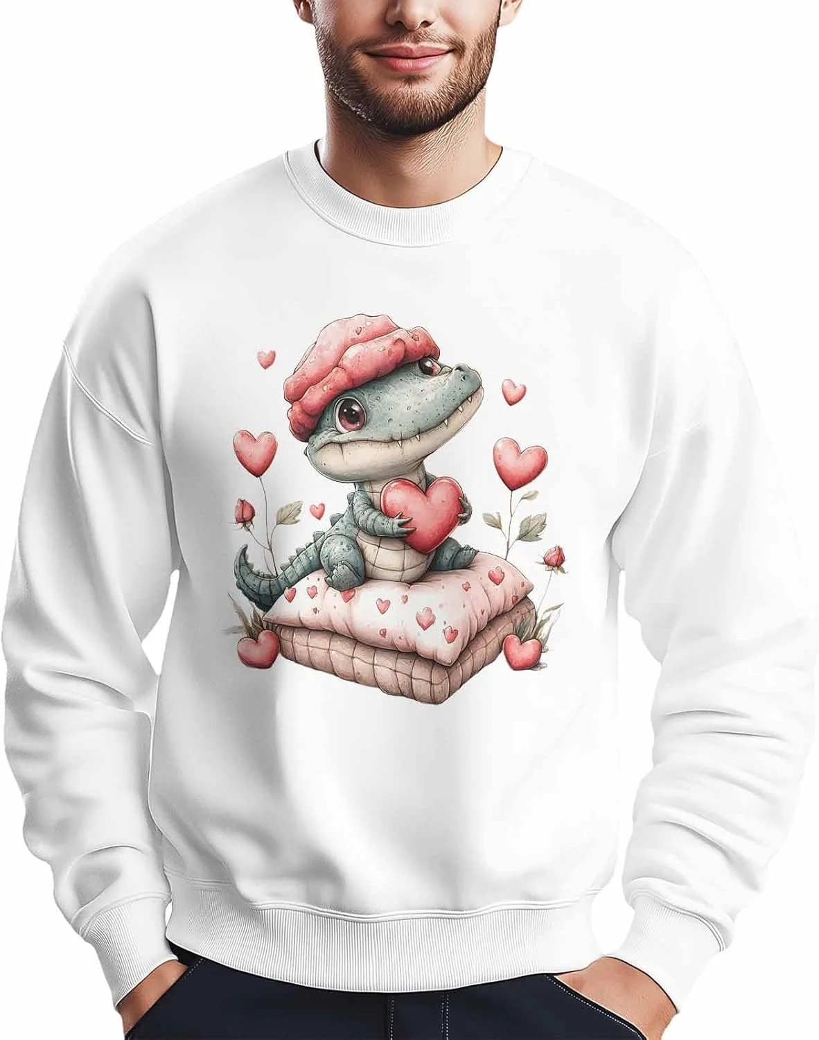 

Мужской свитшот Love Hearts Rose Crocodile Graphic с длинным рукавом Winvebermior