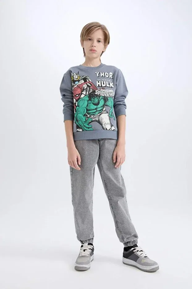 Детские свитшот для мальчиков с принтом Marvel Comics Crew Neck Defacto, Gray-Gr171 — фото 2