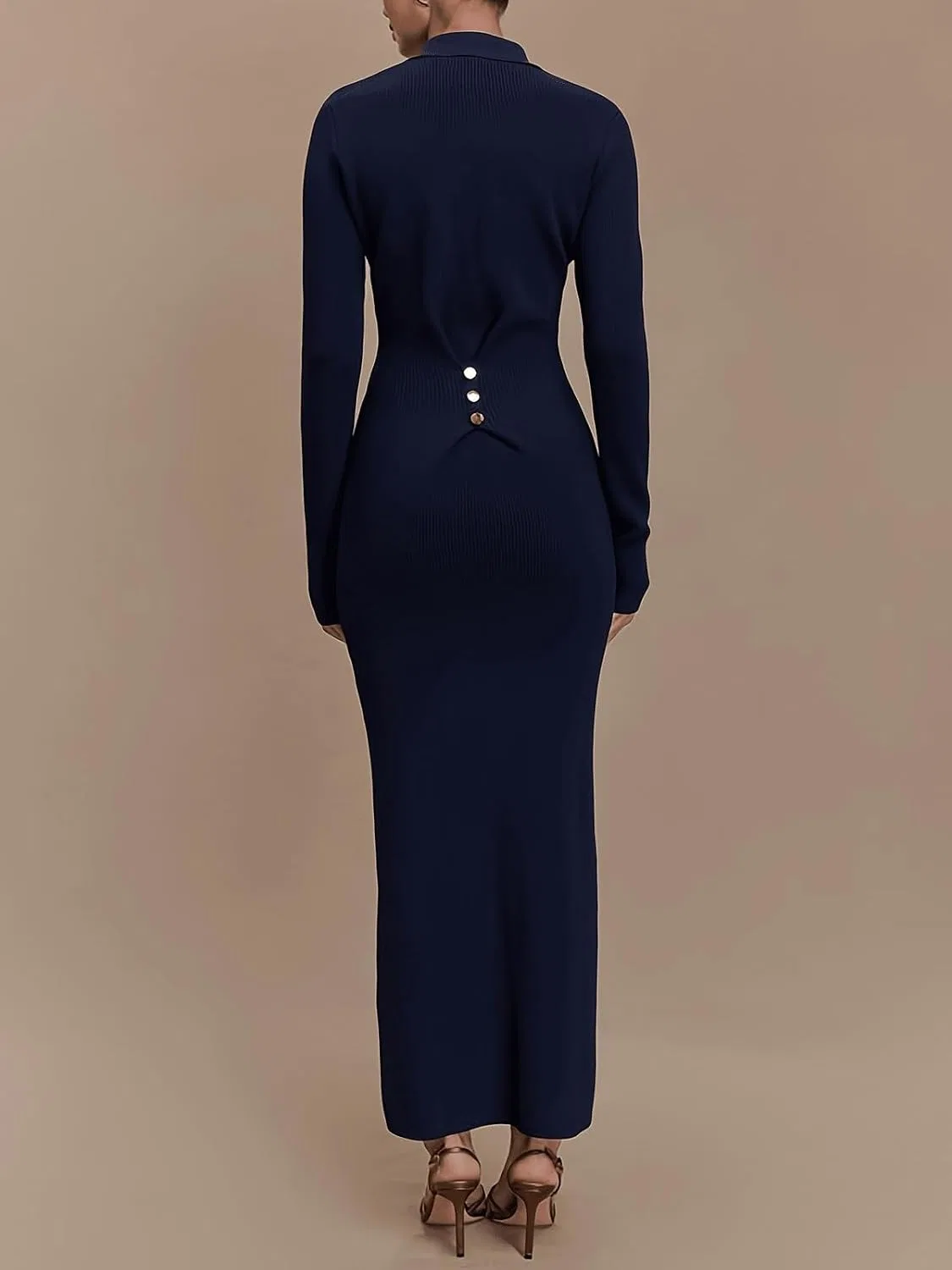 Женское облегающее платье с воротником и пуговицами Royal Blue, 103 — фото 4