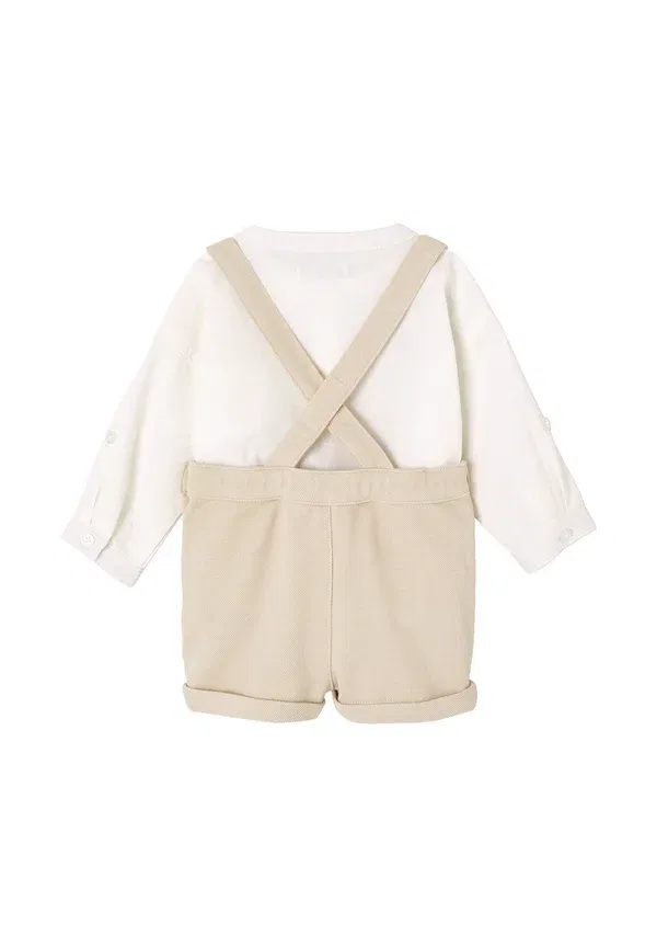 Комплект из боди и штанов с лямками Festliches-set mit tragern dungarees Vertbaudet Beige, бежевый — фото 2
