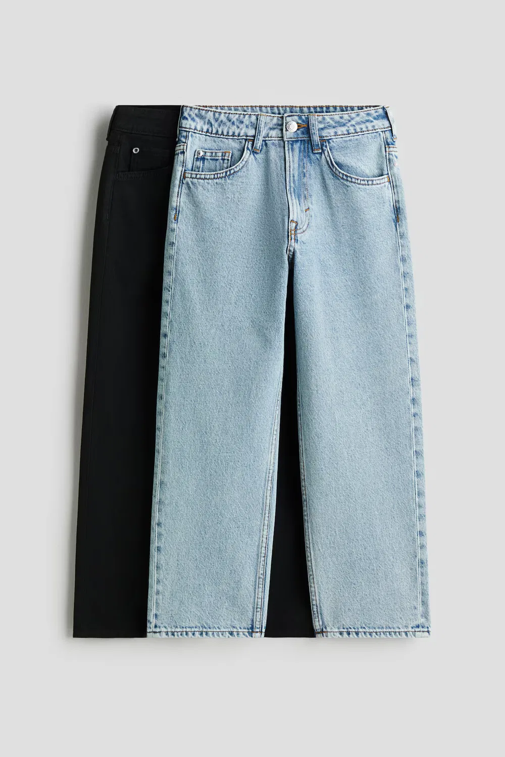 Комплект из 2 джинсов свободного кроя H&M, Helles Denimblau/Schwarz