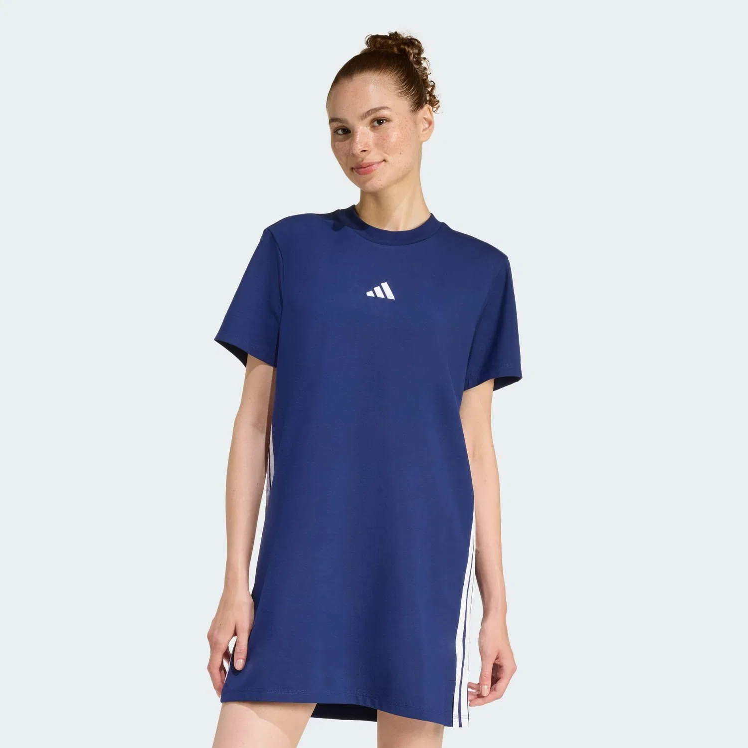 Женское футболка-платье свободного кроя Adidas, Цвет Dunkelblau Weiss Navyblau