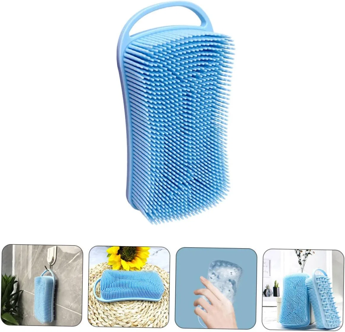 Щетка для душа силиконовая TOGEVAL, двусторонняя, Sky Blue — фото 4