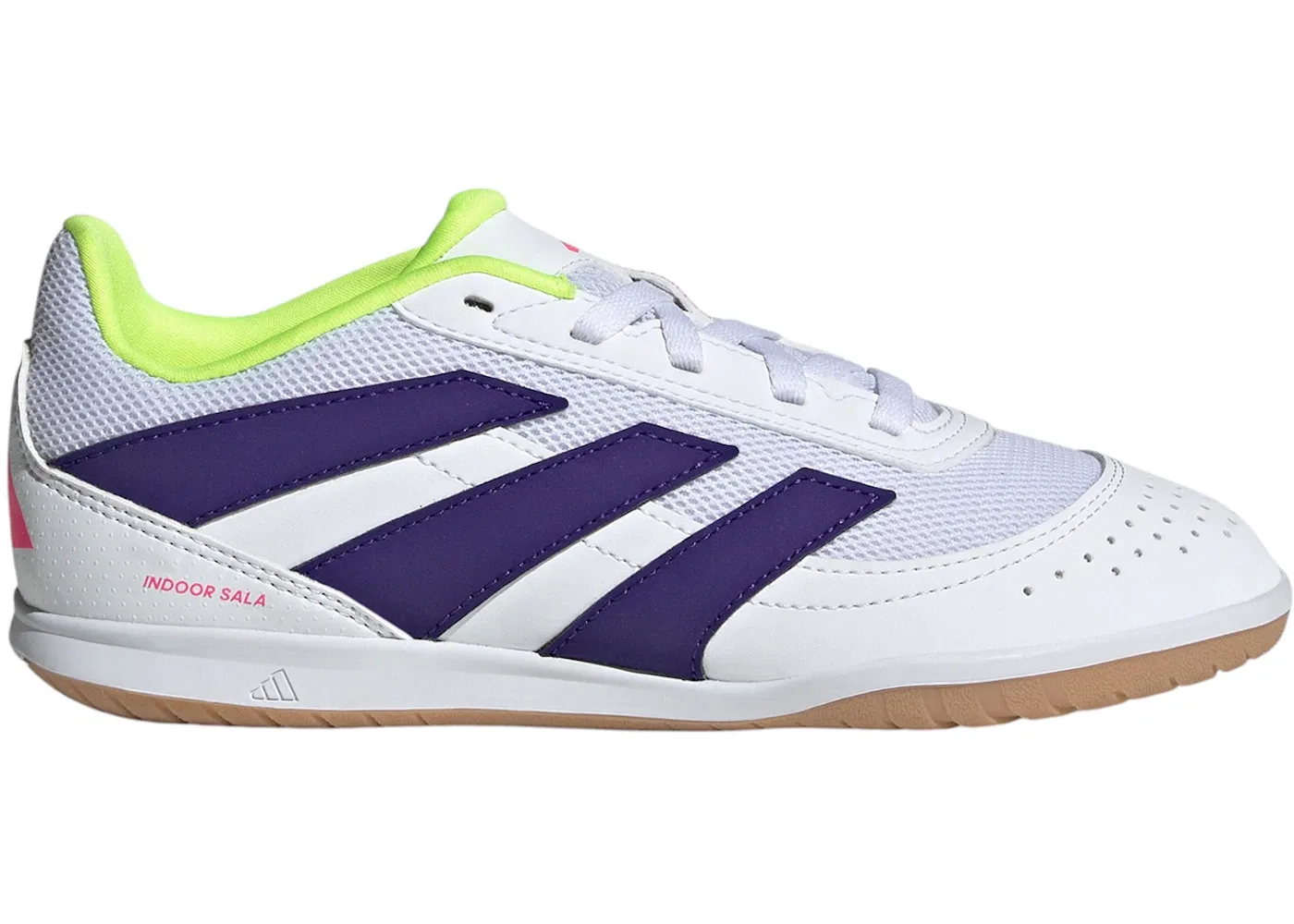 Детские кроссовки для зала с принтом Adidas Predator Club Indoor Sala Adidas, Cloud White/Collegiate Purple/Lucid Lemon