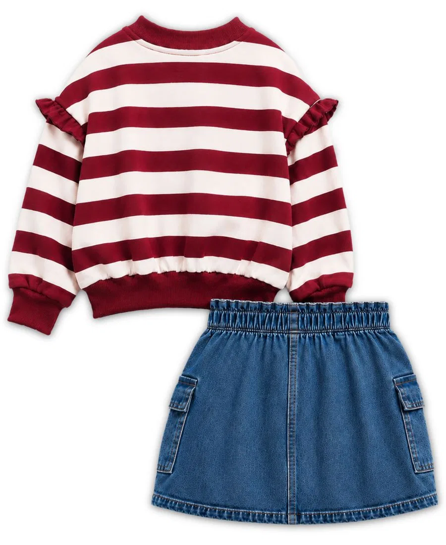 Комплект: свитшот с принтом и джинсовая юбка Hello Kitty, White/Red/Blue — фото 2