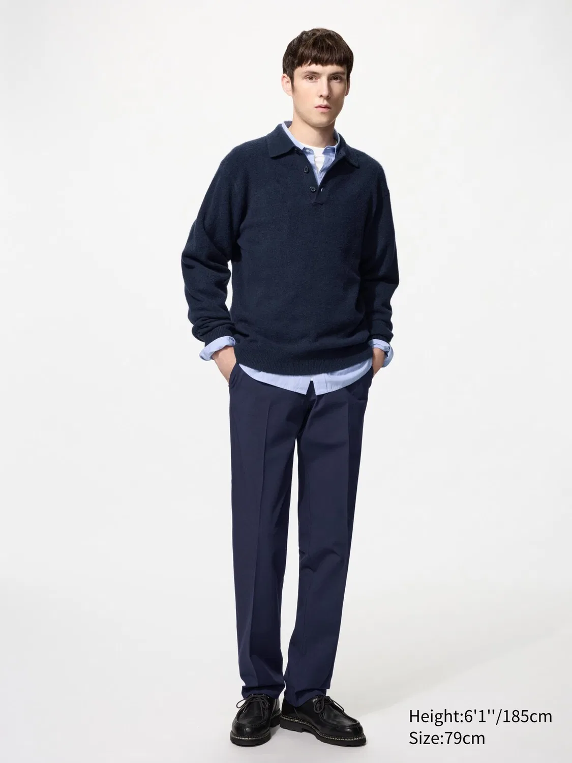 Брюки Uniqlo, темно-синие, с двухсторонней эластичностью