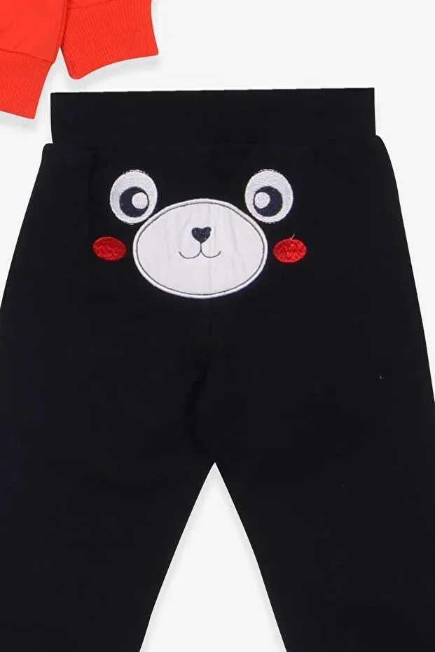 Детский комплект спортивного костюма для мальчиков с принтом Teddy Bear Embroidery Breeze, Orange — фото 4